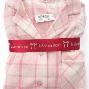 La Vie En Rose Pajama Set Top in Pink Plaid